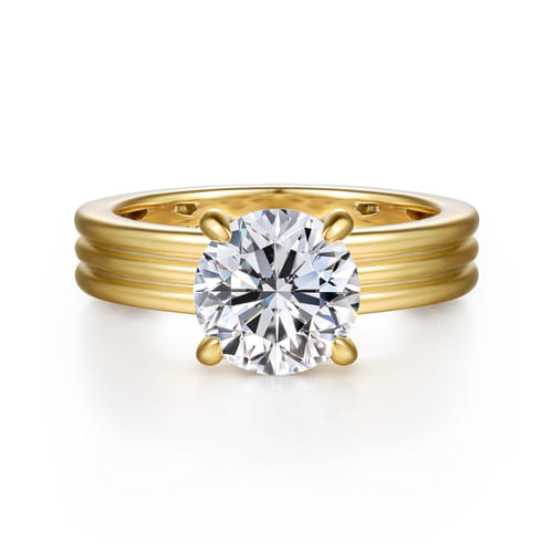 Gabriel & Co 14K Gold Ribbed Round Diamond Engagement Ring | Noahs fine Jewelry