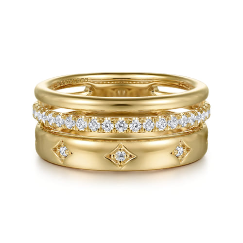 Gabriel & Co. 14K Gold Starburst Diamond Ring | Noahs Fine Jewelry DFW