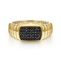 Gabriel & Co. Yellow Gold Textured Pavé Black Diamond Ring | Noahs Fine Jewelry