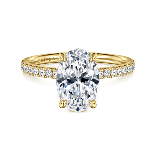 Gabriel & Co. 14K Gold Twain Oval Diamond Engagement Ring | Noahs Fine Jewelry