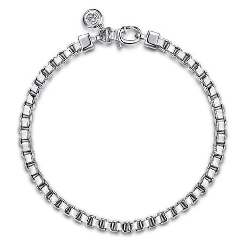 Gabriel & Co. 5mm Silver Men's Solid Box Chain Bracelet | Noah's Fine Jewelry DFW