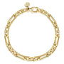 Gabriel & Co. 6.50mm 14K Gold Hollow Figaro Link Chain Bracelet | Noah's Fine Jewelry TX