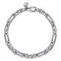 Gabriel & Co. 6.50mm Silver Hollow Figaro Link Chain Bracelet | Noah's Fine Jewelry Dallas