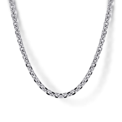 Gabriel & Co. 925 Silver 24" Men's Solid Link Chain Necklace | Noah's Fine Jewelry