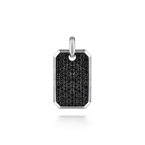 Gabriel & Co. Silver Black Spinel Dog Tag Pendant | Noah's Fine Jewelry for men tx