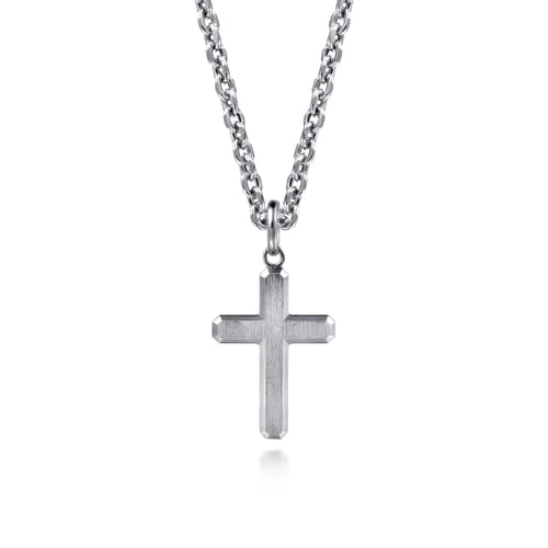 Gabriel & Co. 925 Silver Brushed Cross Pendant Necklace | Noah's Fine Jewelry
