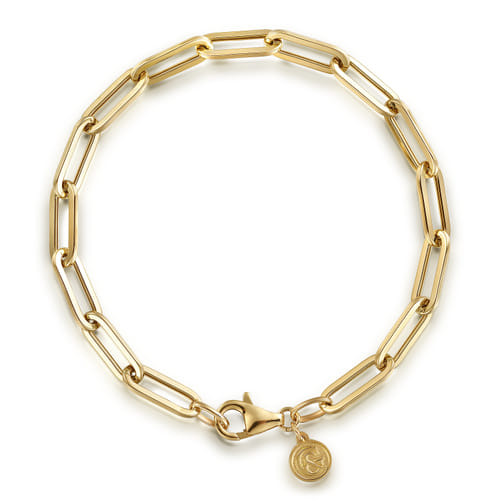 Gabriel & Co. 14K Gold Paperclip Chain 7inch Bracelet | Noah's Fine Jewelry DFW