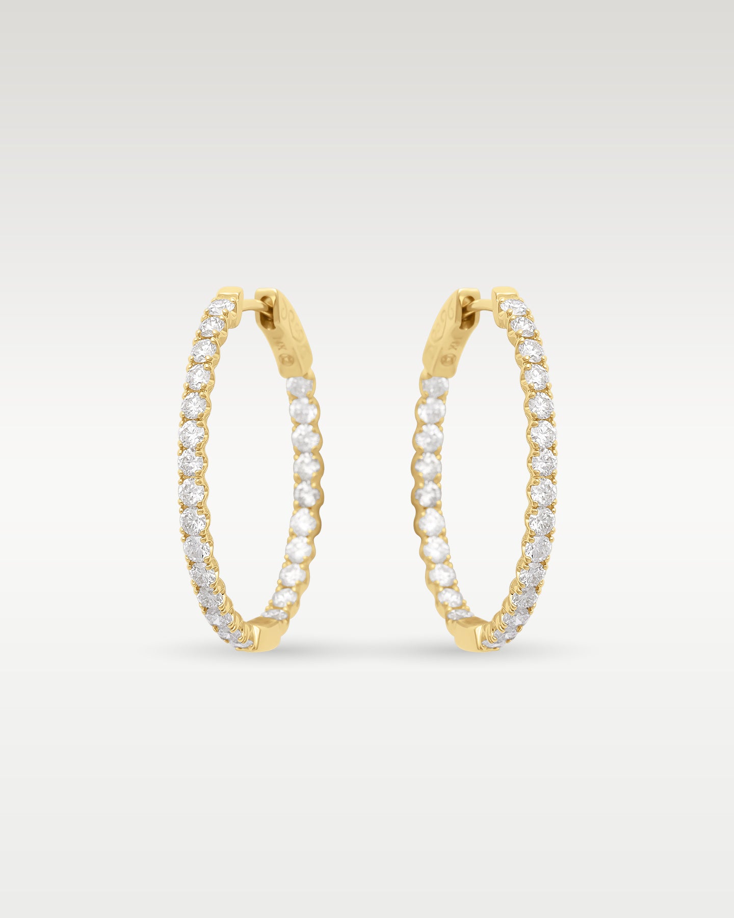 18k Gold Inside Out Emerald Cut Diamond Hoop Earrings | Noah's Fine Watches & Jewelry TX