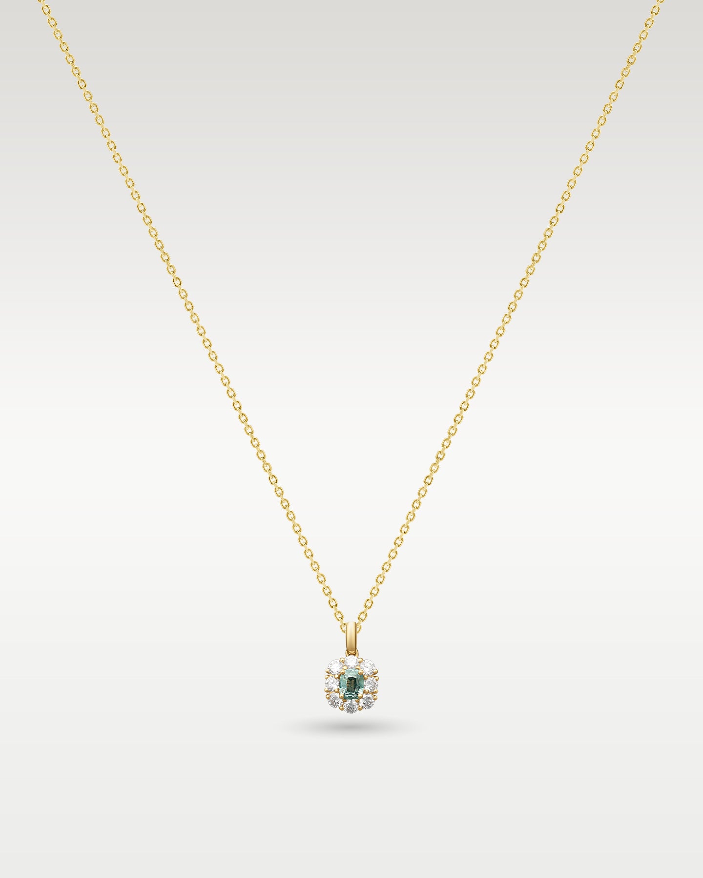 Green Sapphire & Diamond Pendant Necklace