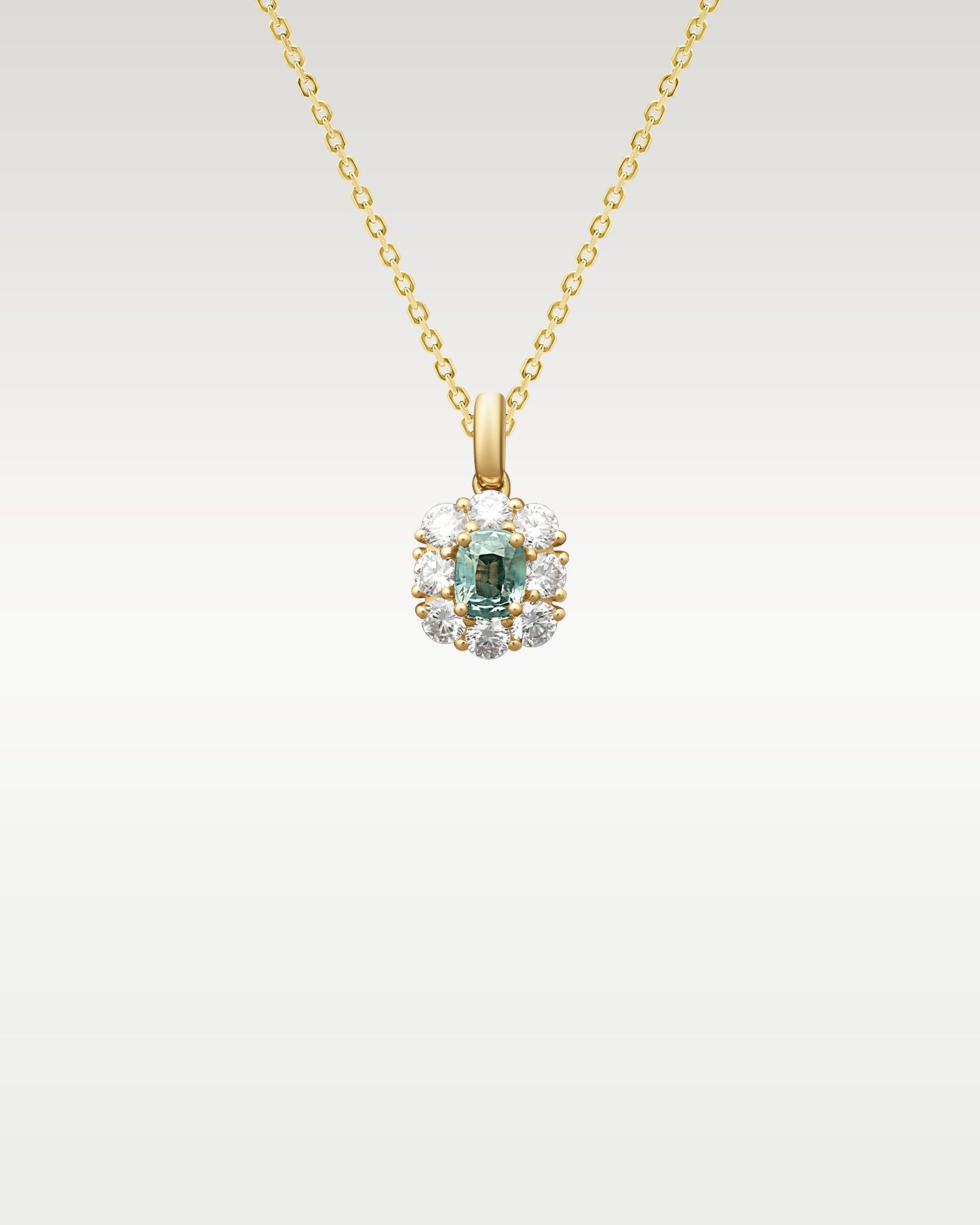 Green Sapphire & Diamond Pendant Necklace