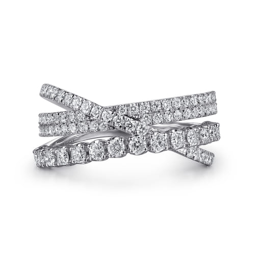 Gabriel & Co. 14K White Gold Diamond Criss Cross Ring