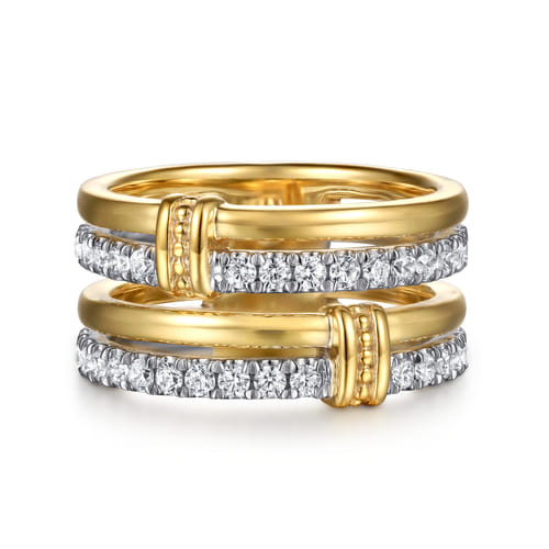 14K White & Yellow Gold Diamond Easy Stackable Ring,0.6ct