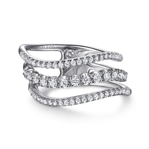 Gabriel & Co. 14K White Gold Diamond Curved Easy Stackable Ring