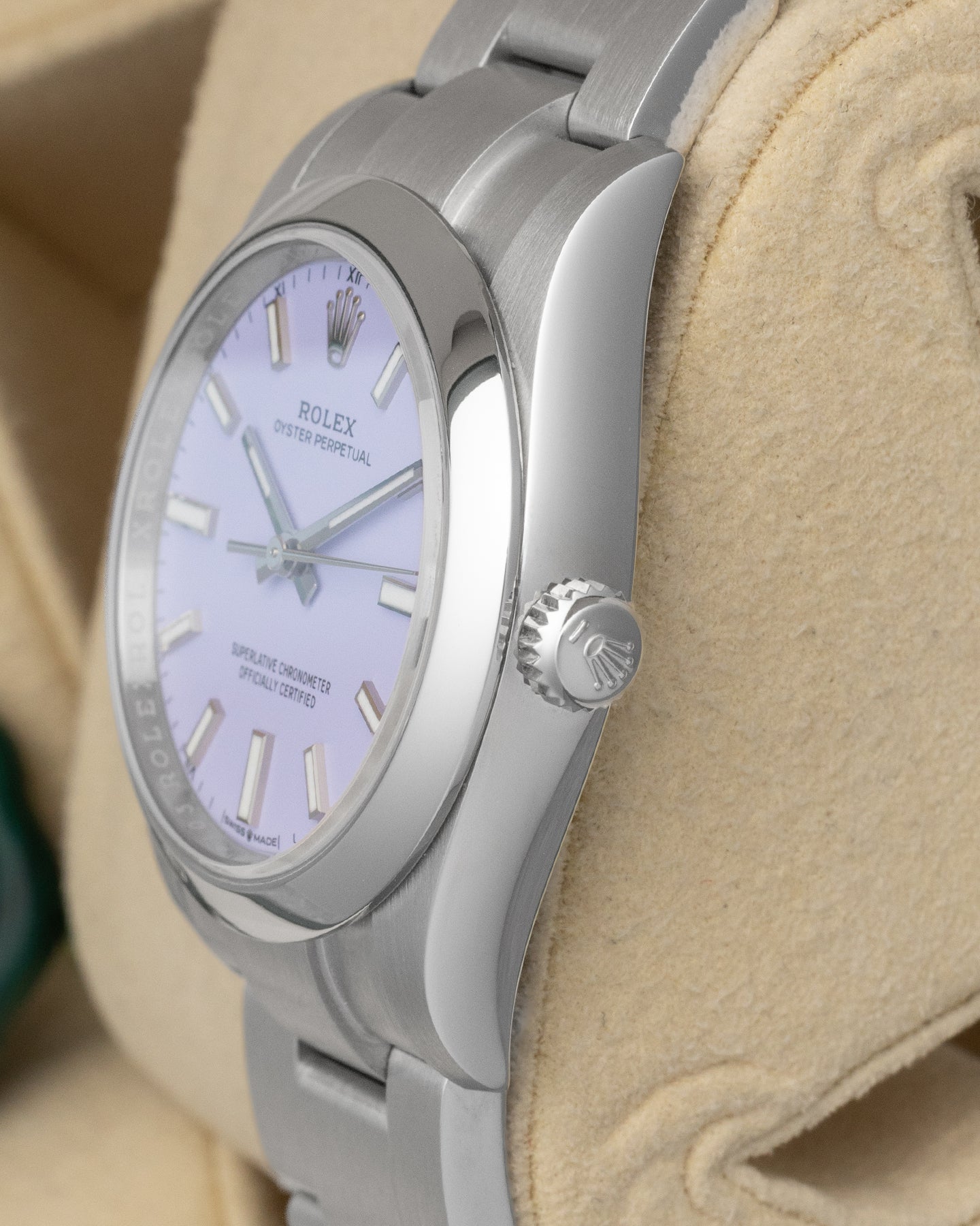 Lavender Rolex Oyster Perpetual 34 124200 | Noahs Fine Watches & Jewelry