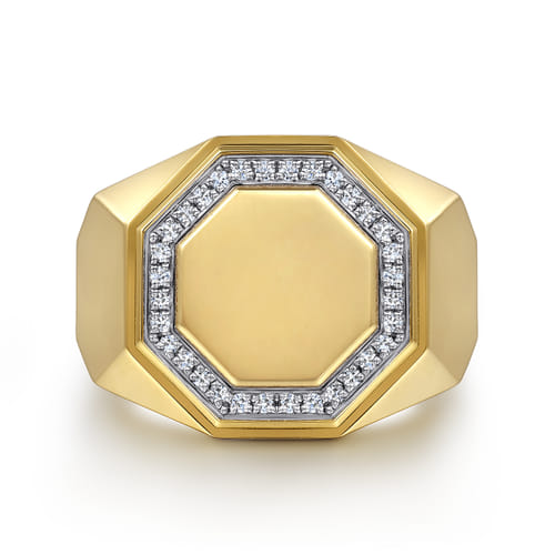 Gabriel & Co. 14K Yellow Gold Hexagon Diamond Ring in High Polish Finish