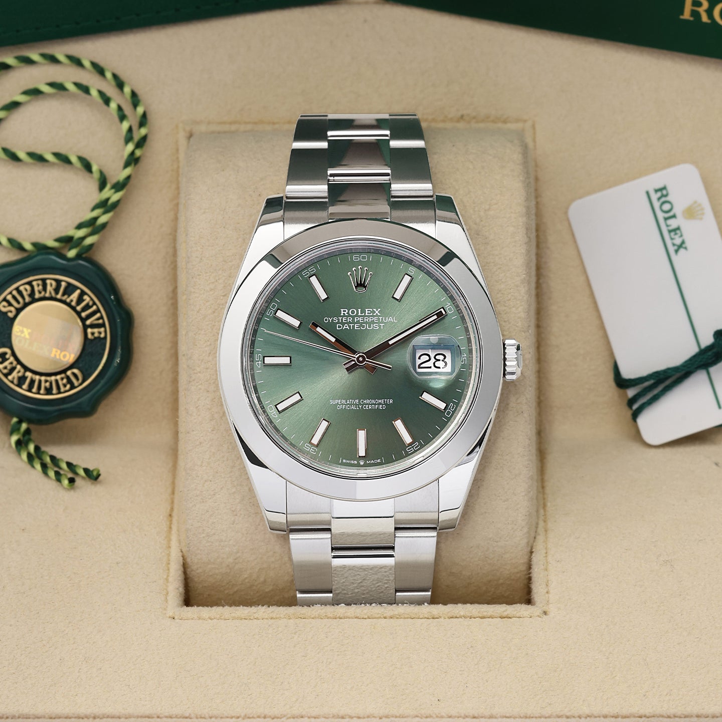 Mint Green Rolex Datejust 41 126300 | Noah's Fine Watches & Jewelry Dallas