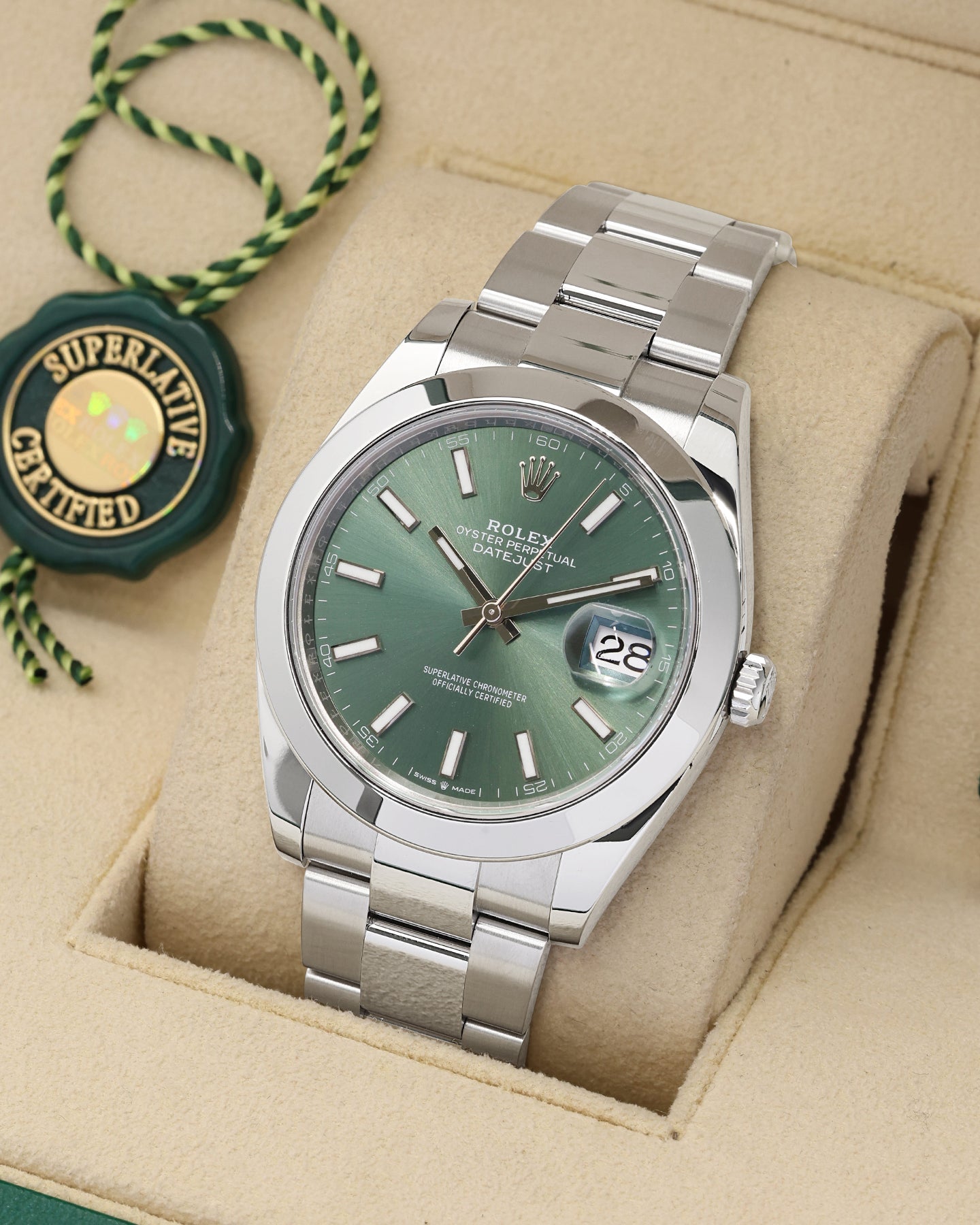 Mint Green Rolex Datejust 41 126300 | Noah's Fine Watches & Jewelry Dallas