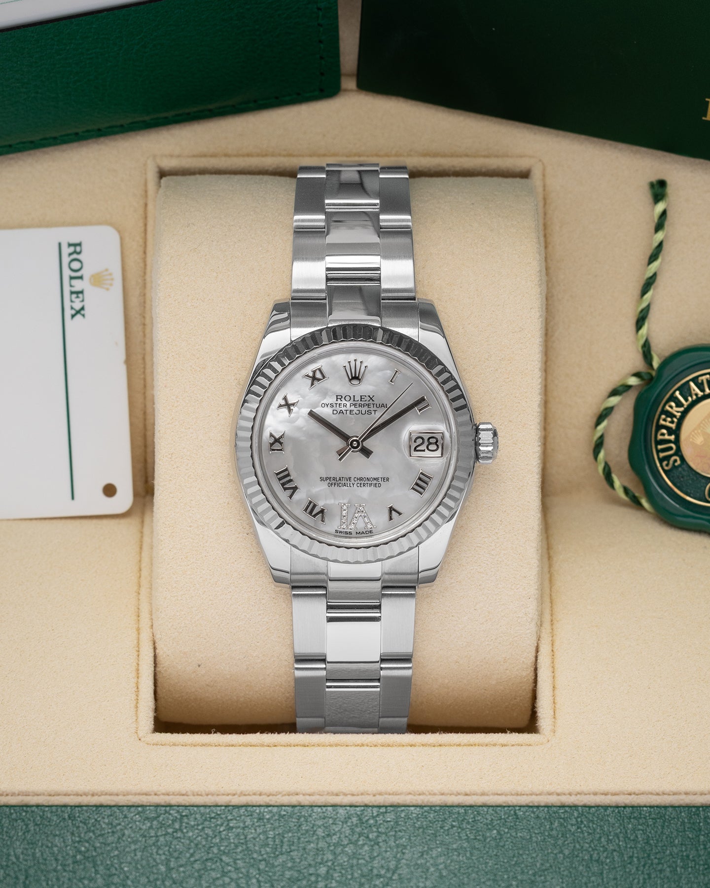 MOP Diamond Dial Rolex Datejust 31 178274 | Noah's Fine Watches & Jewelry