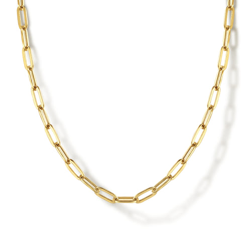 14K Yellow Gold Paper Clip Chain Necklace