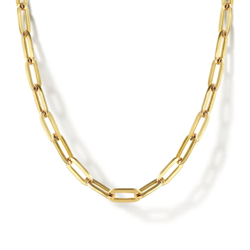 14K Yellow Gold Paper Clip Chain Necklace