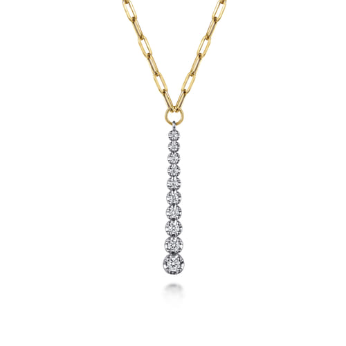 14K White and Yellow Gold Diamond Vertical Bar Link Necklace