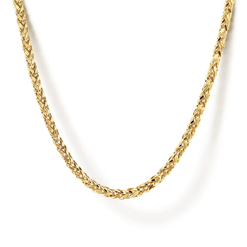 22 Inch 1.9mm 14K Yellow Gold Men's Hollow Wheat Chain Necklace