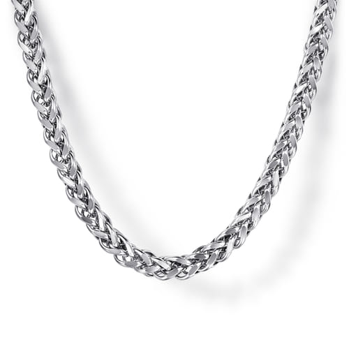 20 Inch 3.2mm 14K White Gold Men's Hollow Wheat Chain Necklace