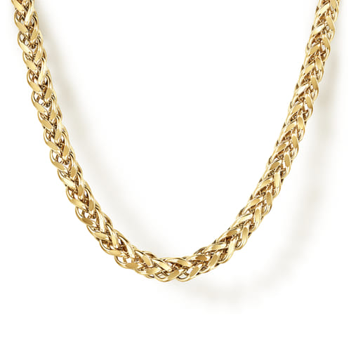 20 Inch 3.2mm 14K Yellow Gold Hollow Men's Wheat Chain Necklace