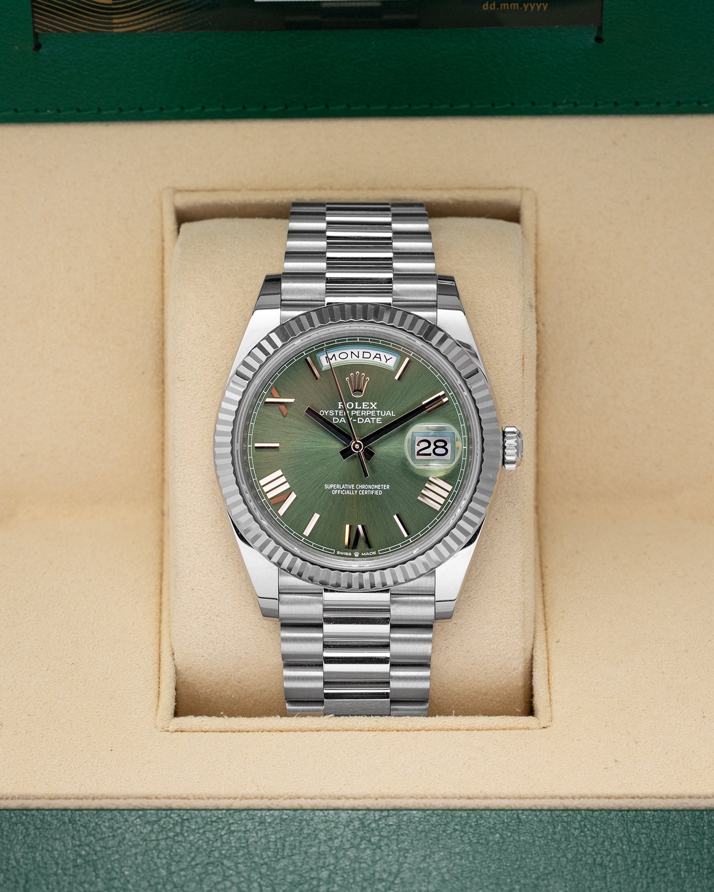 White Gold Rolex Day-Date 228239 | Noah's Fine Watches & Jewelry TX