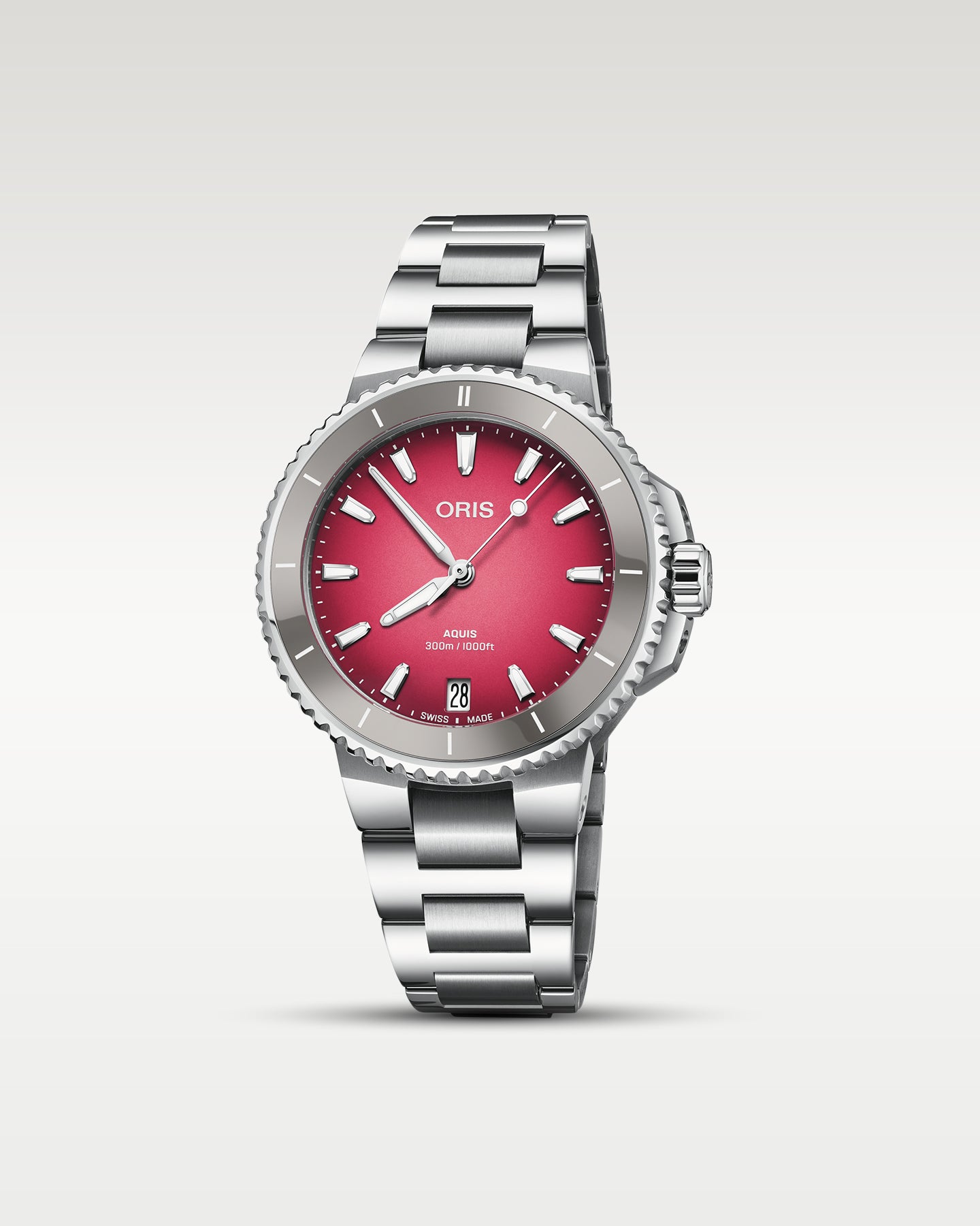 Red-Pink Oris Aquis Date Taste of Summer | Noahs Fine Watches DFW, Texas