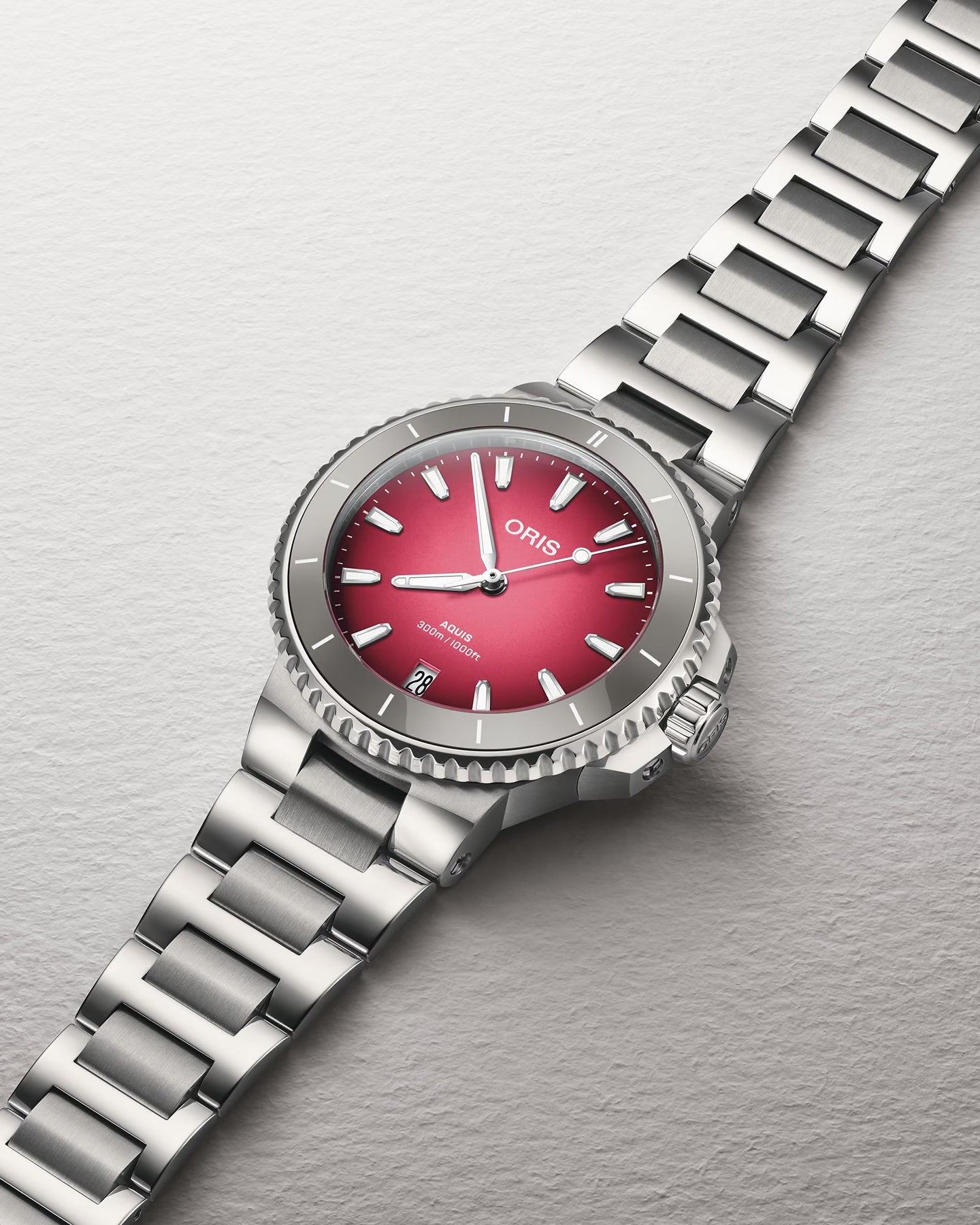 Red-Pink Oris Aquis Date Taste of Summer | Noahs Fine Watches DFW, Texas