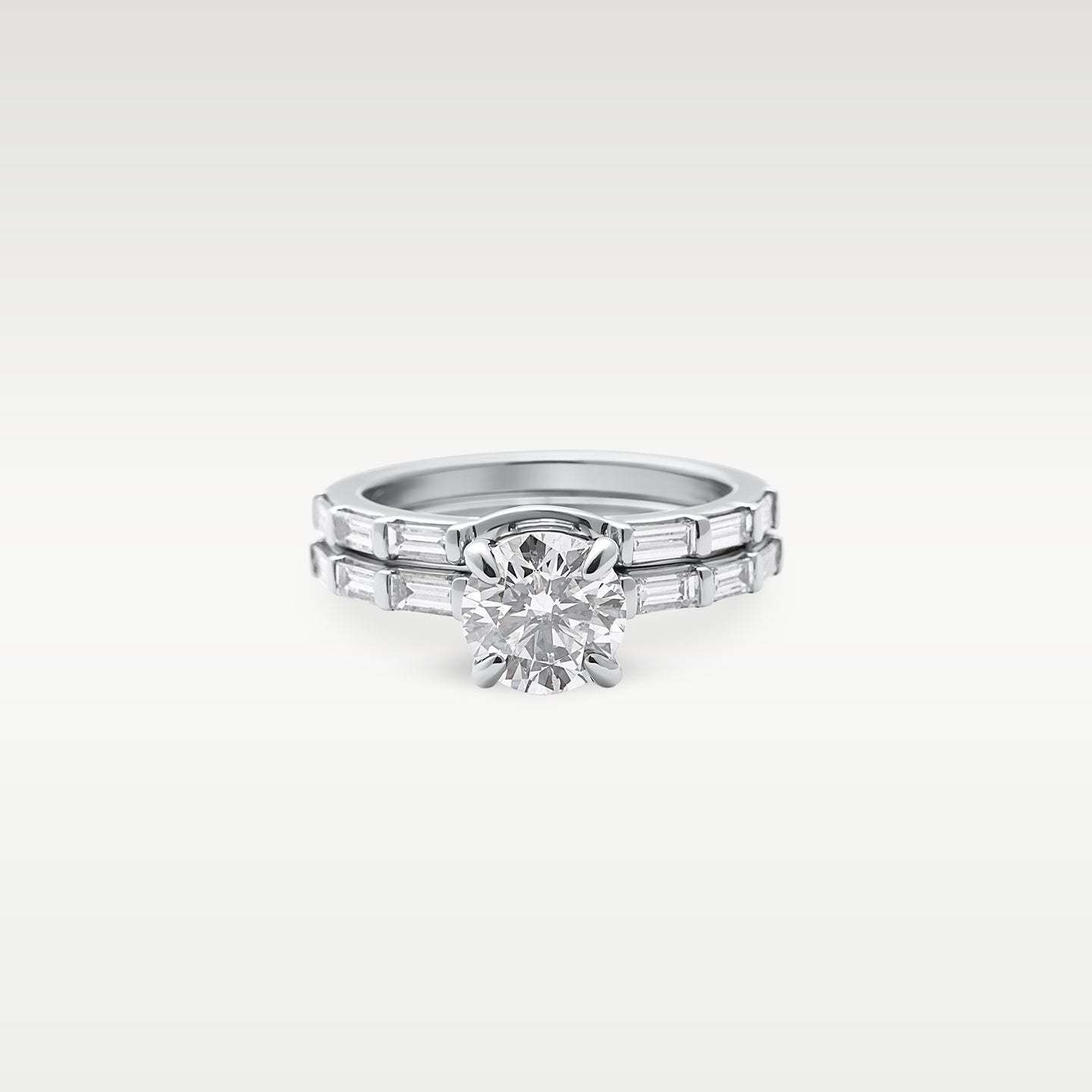 Platinum Baguette & Round Diamond Bridal Set | Noahs Fine Watches & Jewelry