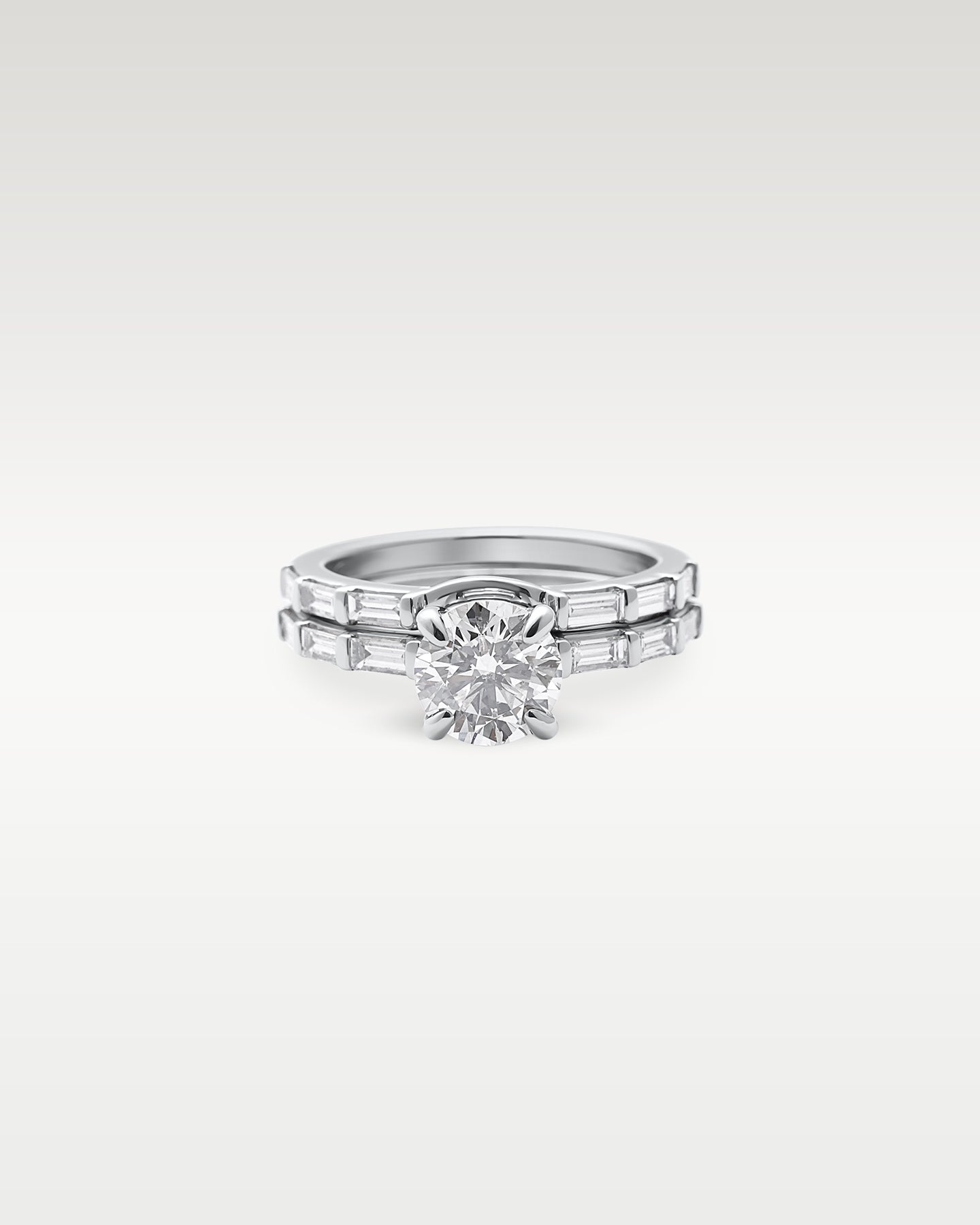 Platinum Baguette & Round Diamond Bridal Set | Noahs Fine Watches & Jewelry