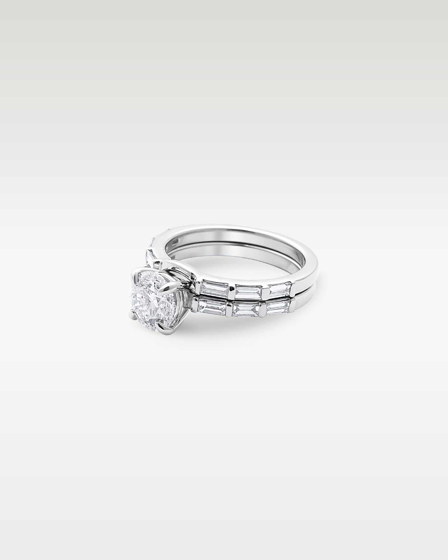 Platinum Baguette & Round Diamond Bridal Set | Noahs Fine Watches & Jewelry