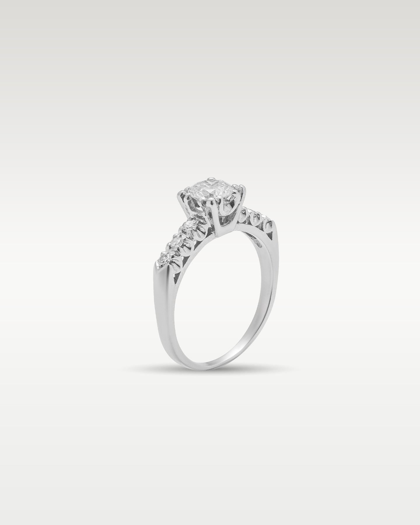 Platinum Round Mine Cut Diamond Engagement Ring | Noah's Fine Jewelry and Watches Dallas