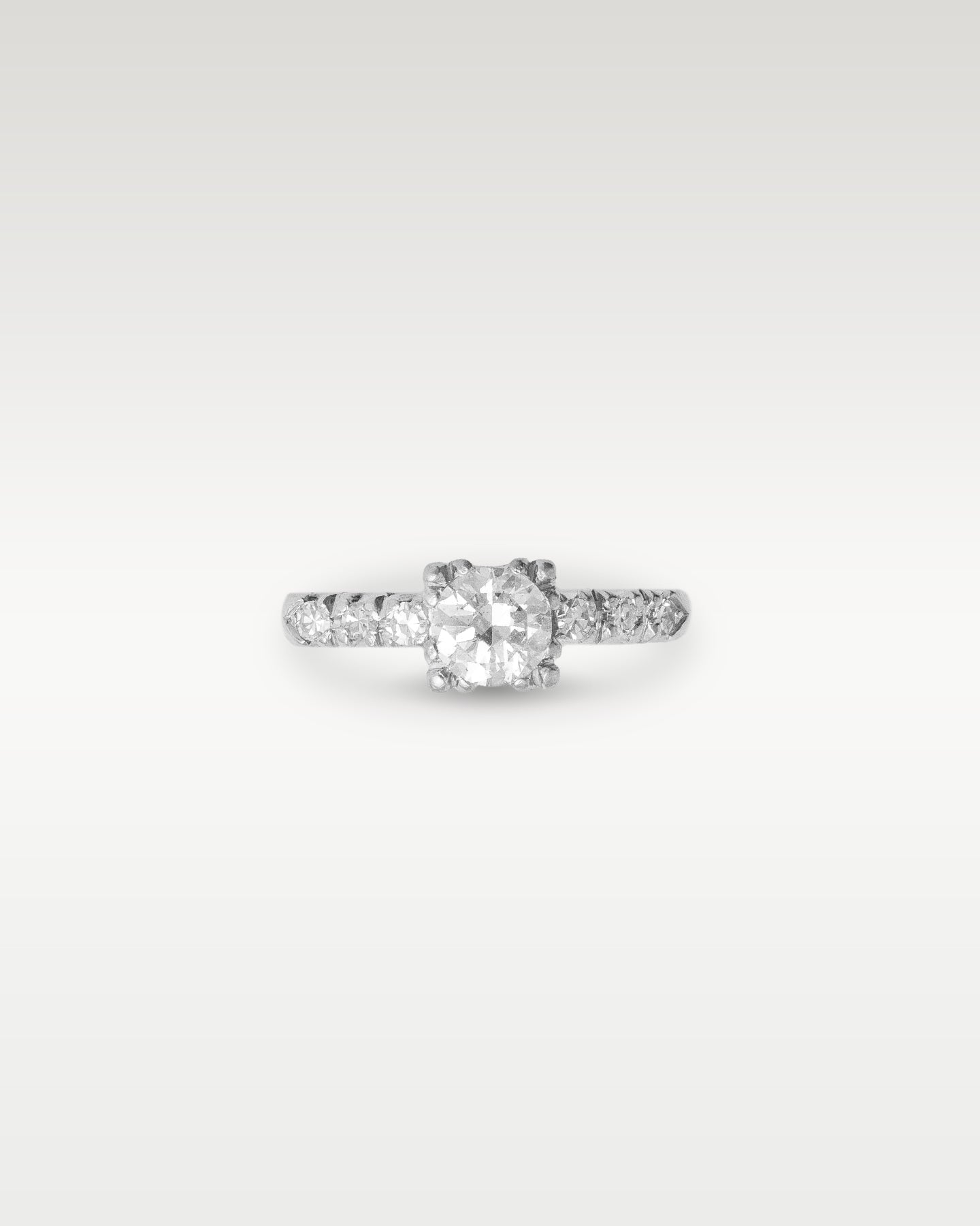 Platinum Round Mine Cut Diamond Engagement Ring | Noah's Fine Jewelry and Watches Dallas