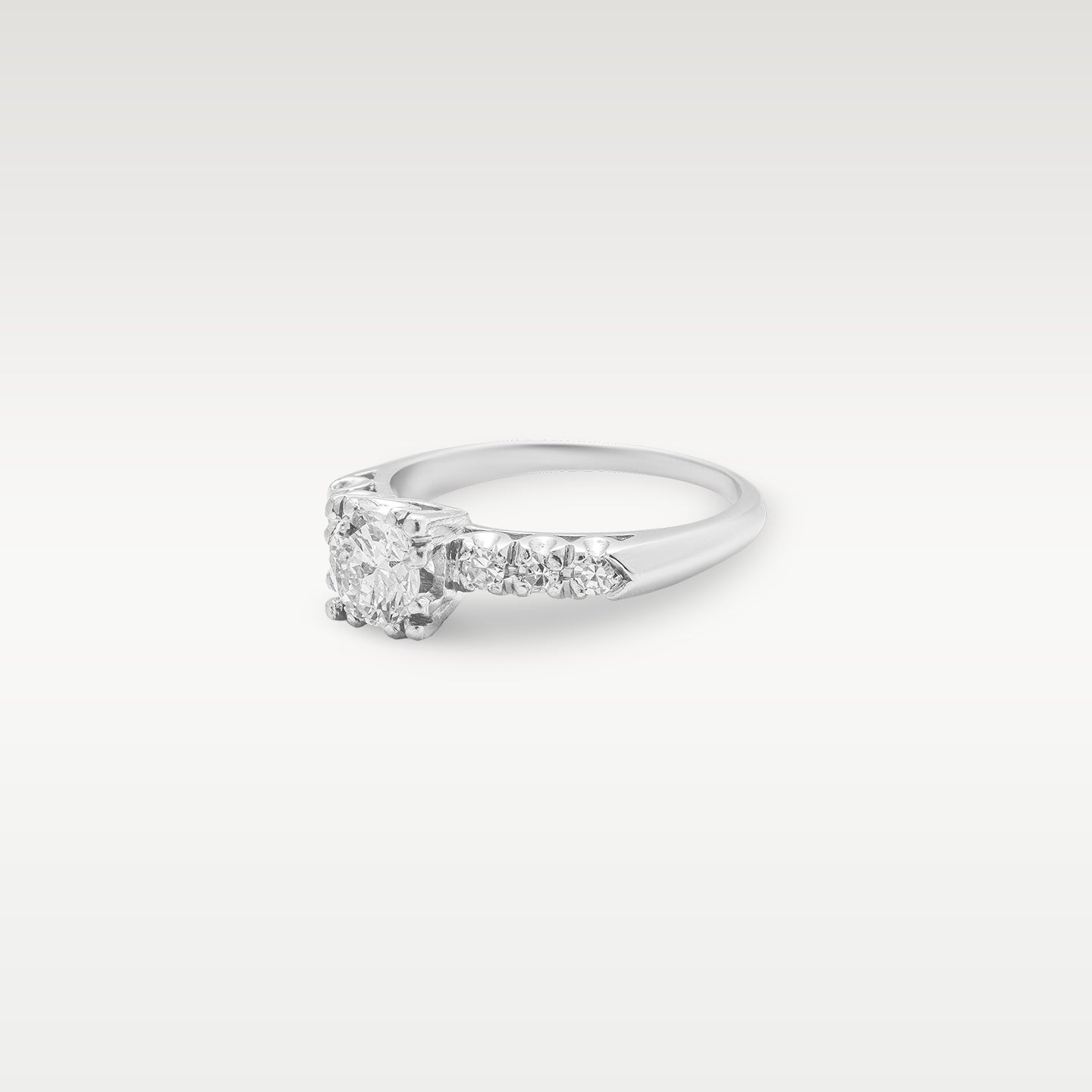 Platinum Round Mine Cut Diamond Engagement Ring | Noah's Fine Jewelry and Watches Dallas