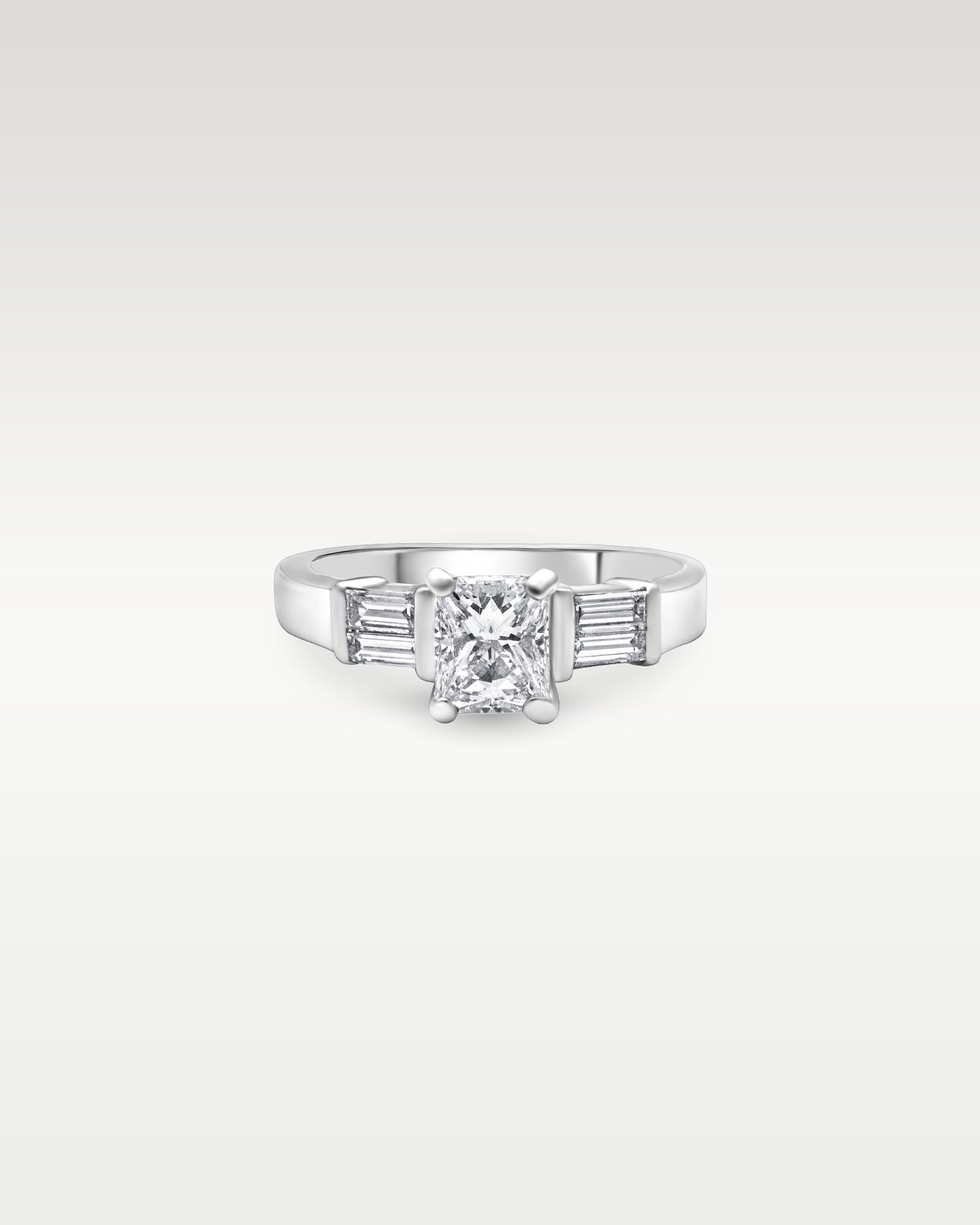 Platinum Radiant and Baguette Diamond Engagement Ring | Noah’s Fine Jewelry Dallas