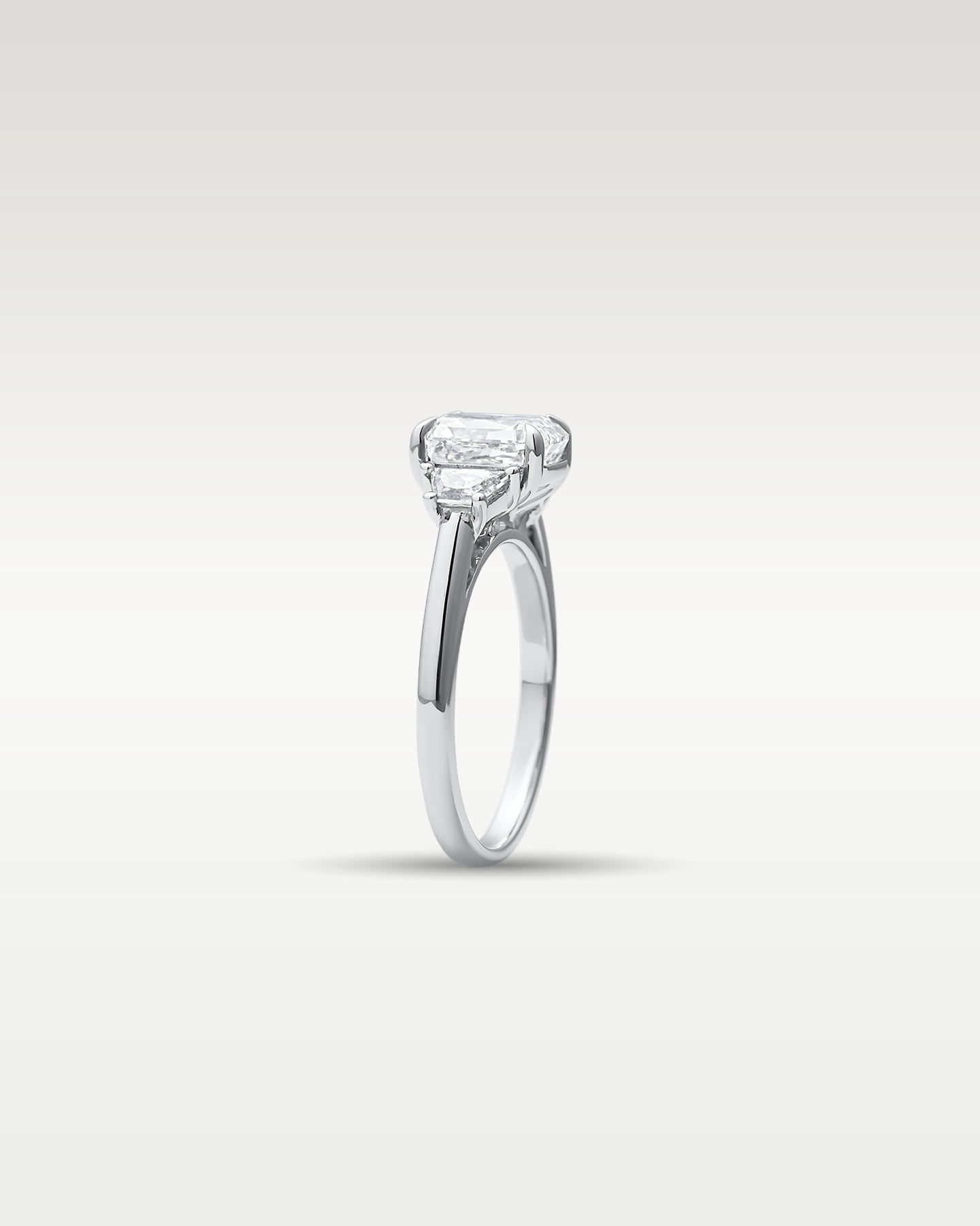 Platinum Radiant cut Diamond Three Stone Ring | Noah's Fine Jewelry Texas