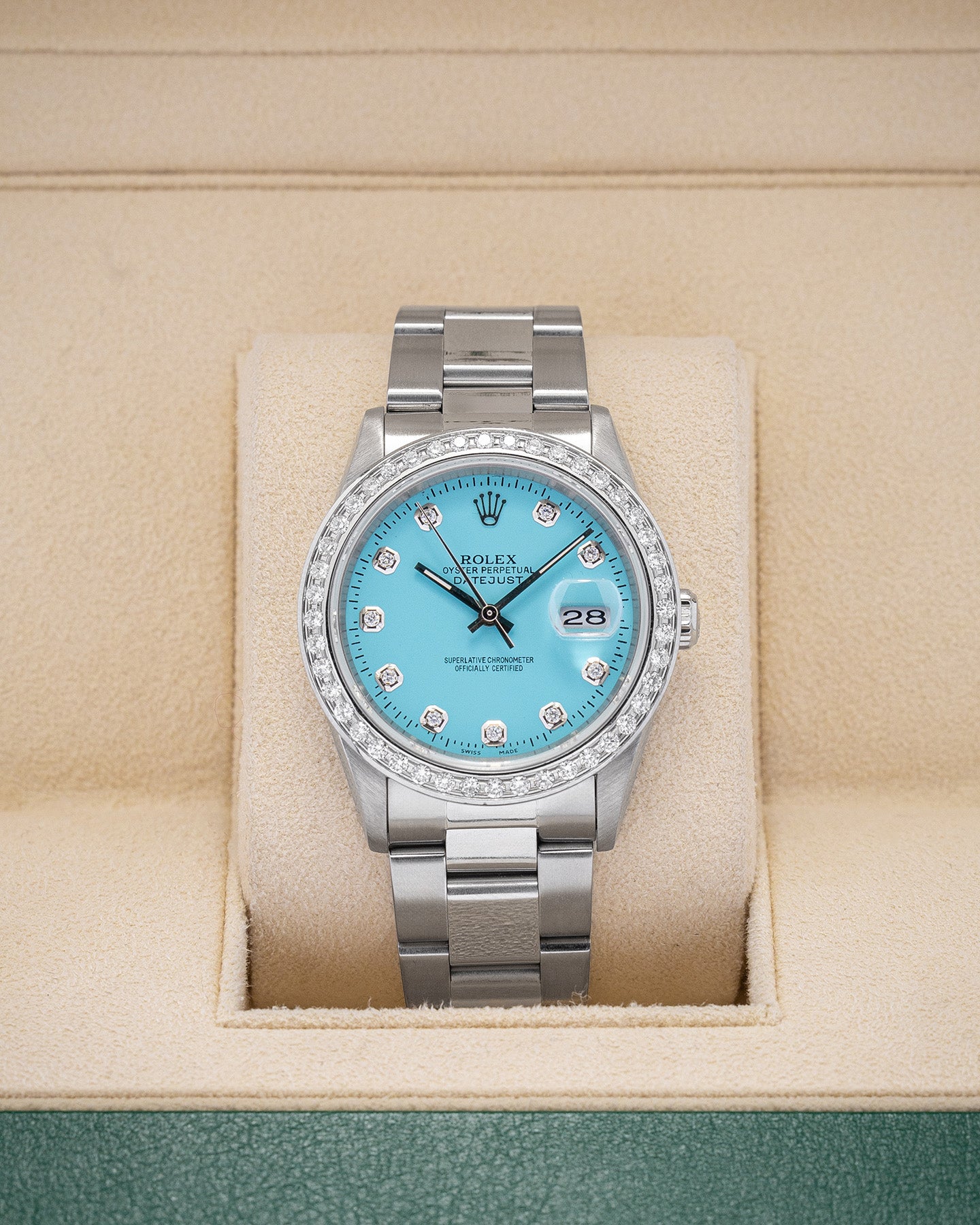 Tiffany Blue Diamond Rolex Datejust 16014 Watch | Noah's Fine Watches and Jewelry Dallas