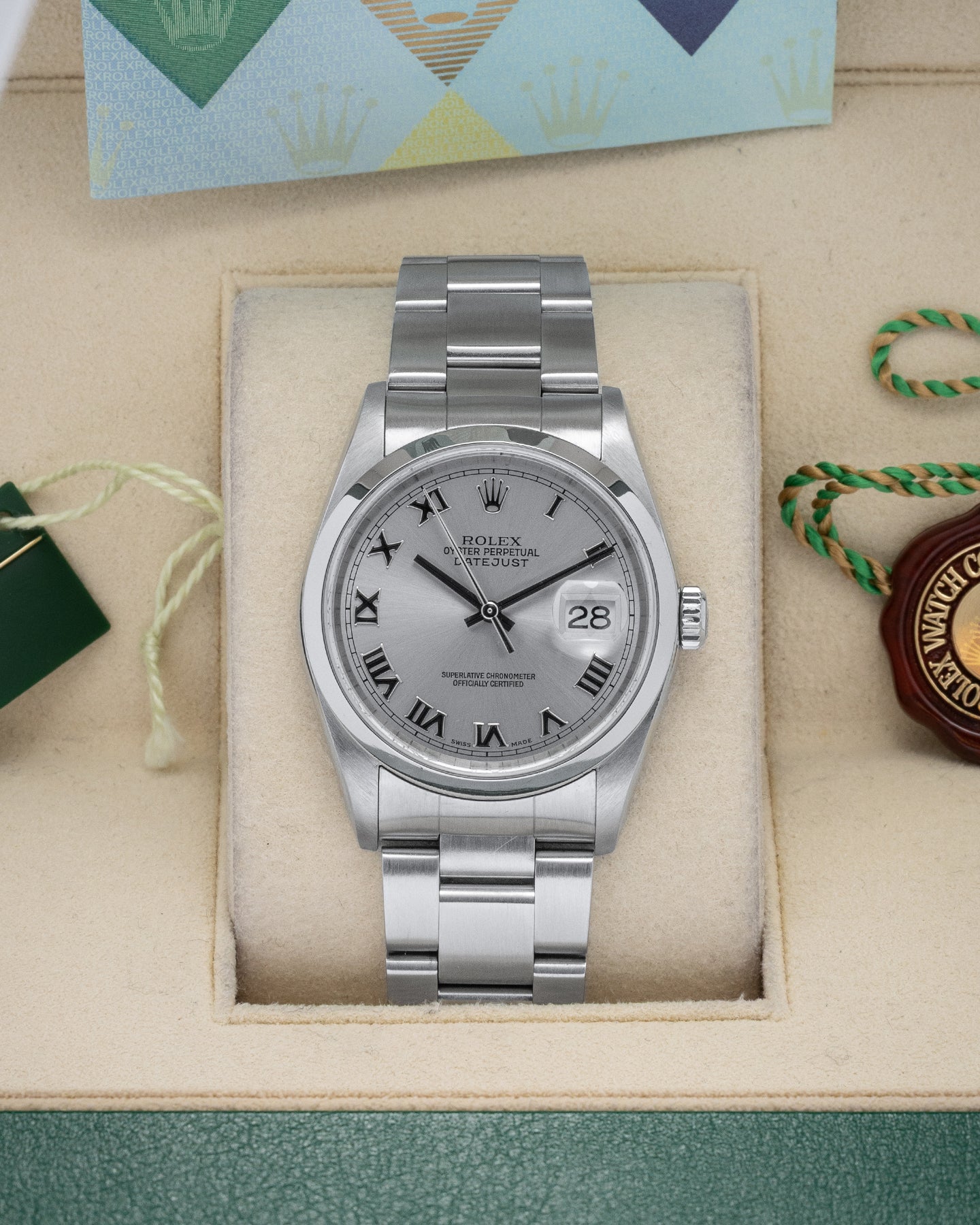 Silver Roman Datejust 16200 Rolex Watch | Noah's Fine Jewelry and Watches Dallas