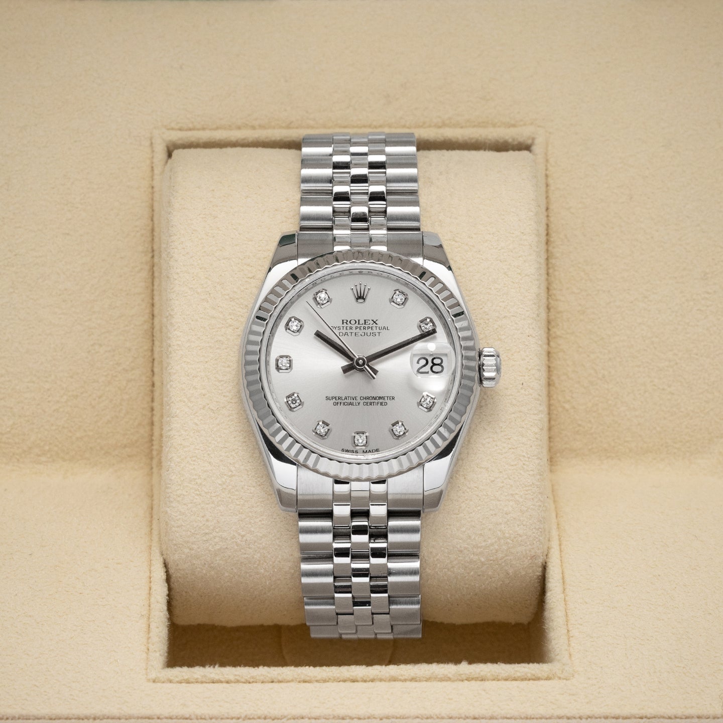 Silver Diamond Rolex Datejust 31 178274 | Noahs Fine Jewelry & Watches DFW