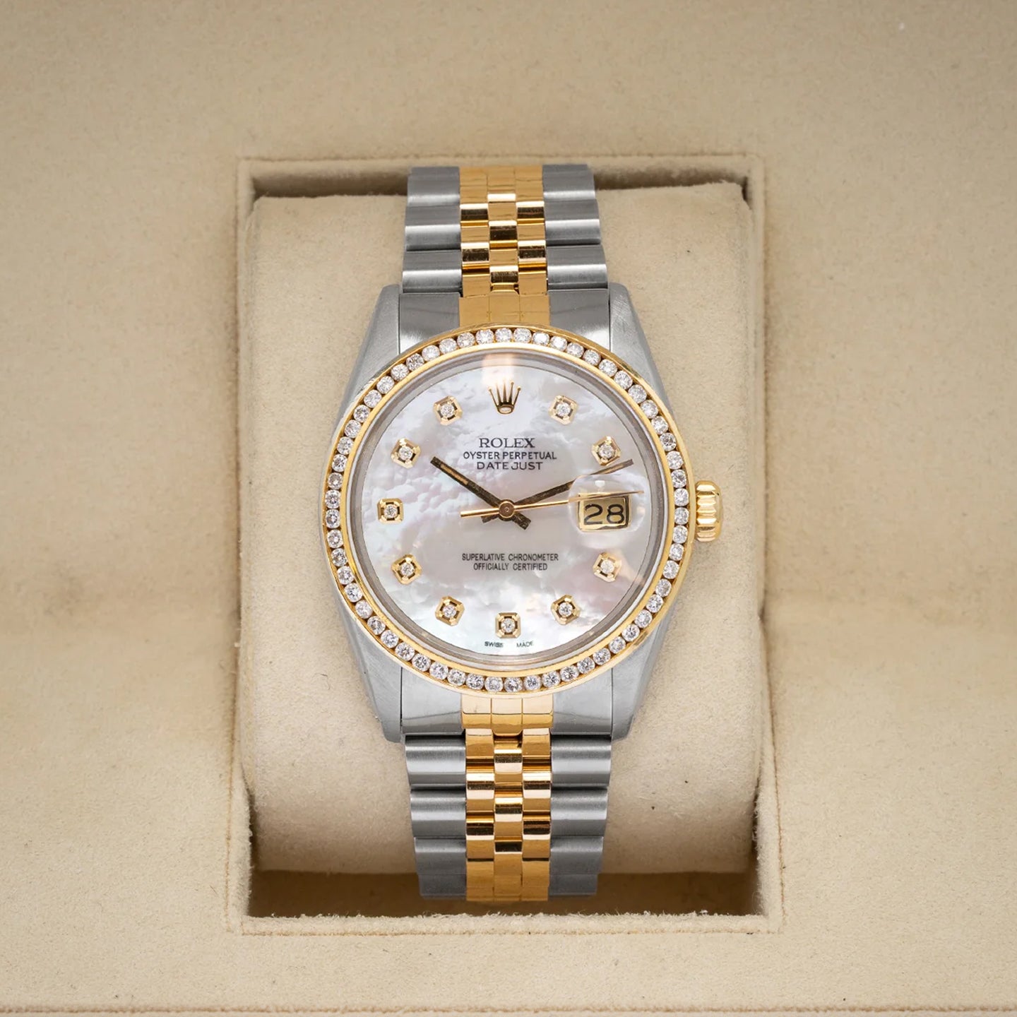 MOP Diamond Rolex Datejust 36 16013 | Noah's Fine Jewelry and Watches USA
