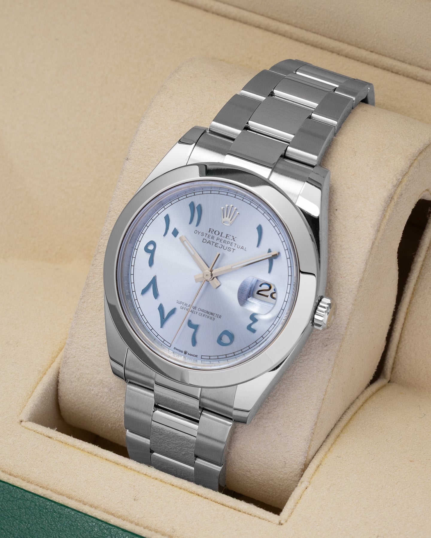 Rolex Datejust Aftermarket Ice Blue Arabic Dial 126300 | Noah's Fine Watches and Jewelry in Dallas, TX