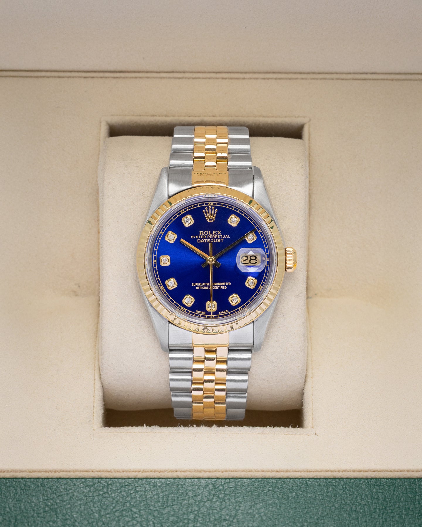 Rolex Datejust Blue Diamond 36 16233 – Noah's Fine Watches & Jewelry