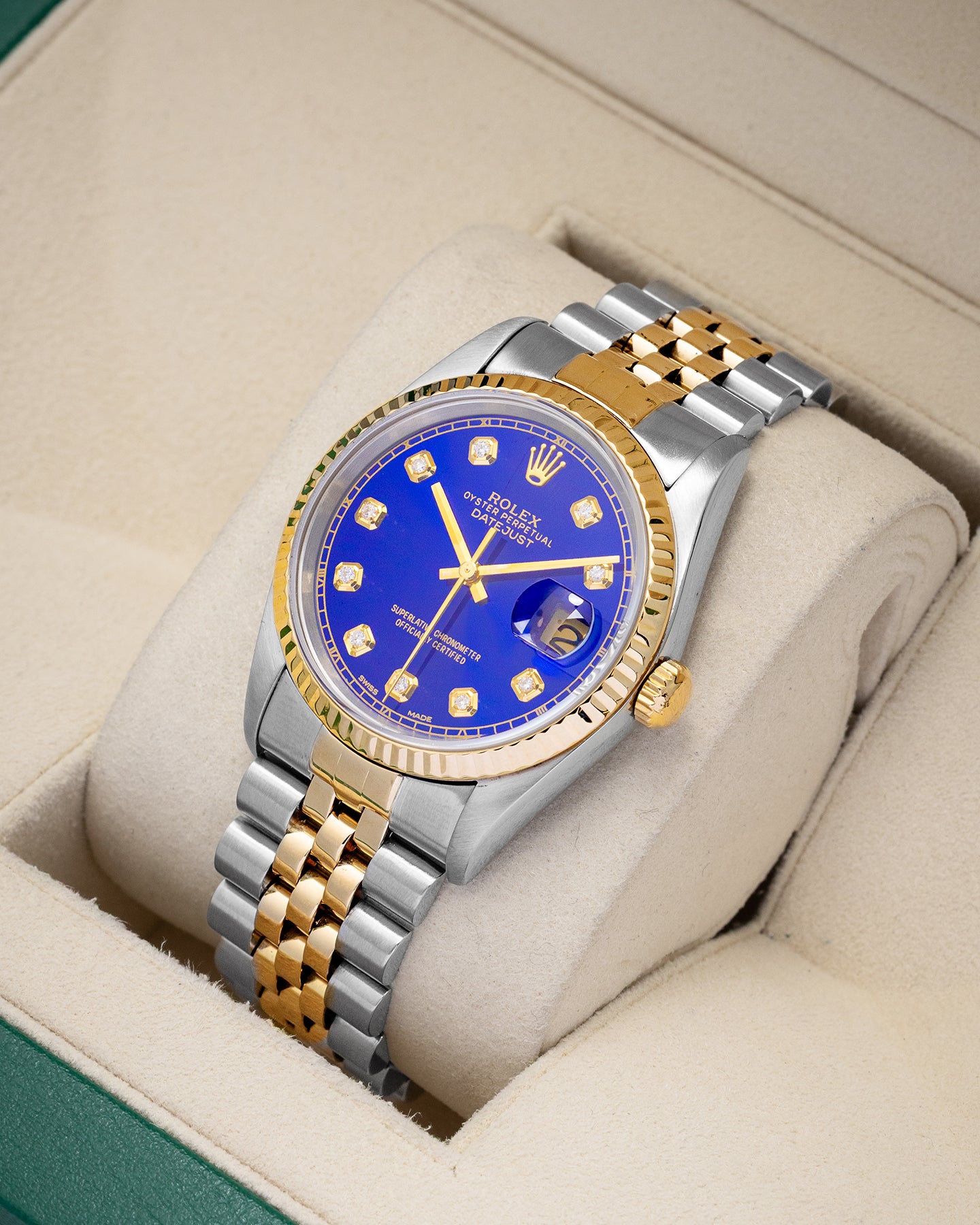 Rolex Datejust Blue Diamond 36 16233 – Noah's Fine Watches & Jewelry