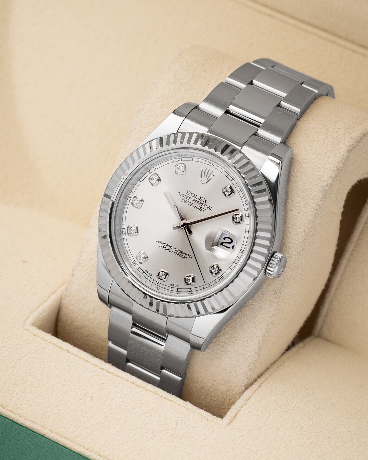 Silver Diamond Rolex Datejust II 116334 | Noah's Fine Watches and Jewelry Texas