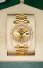 Yellow Gold Diamond Rolex Day-Date 228348RBR | Noah's Fine Watches Dallas, Texas