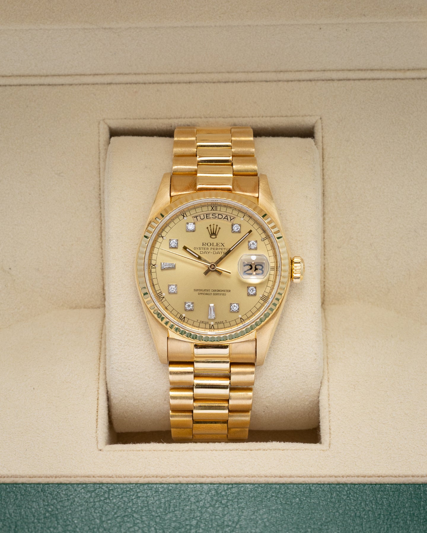 Rolex Day-Date 36 18238 Chamgpagne Diamond | Noah's Fine Jewelry & Watches
