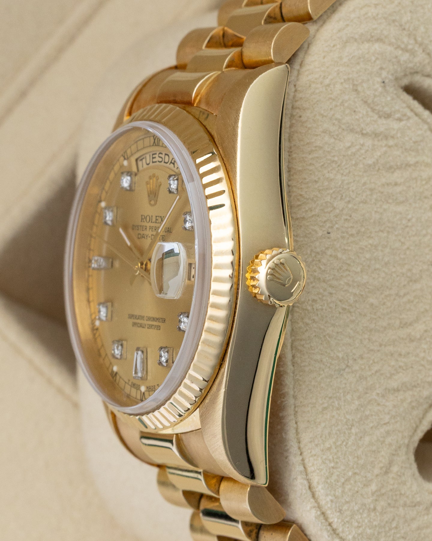 Rolex Day-Date 36 18238 Chamgpagne Diamond | Noah's Fine Jewelry & Watches